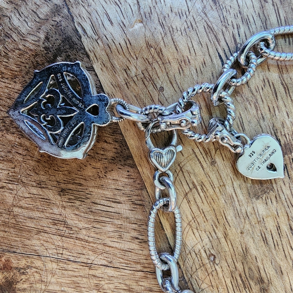 Judith Ripka Sterling Silver Heart Charm Necklace 21" - Picture 5 of 10